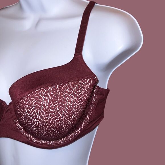 Victoria’s Secret Burgundy Lined Demi Bra Size 34DD - Picture 2 of 5